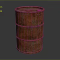 Red Rusty Metal Oil Barrel With Reinforced Rings And Weathered Texture
