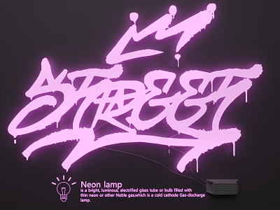 Pink Neon Graffiti Lighting Combination with Glowing Effect on Black Background 3d model