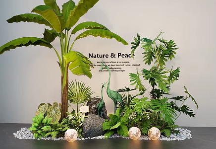 Modern courtyard landscape sketch plant landscaping palm tree stone flower mirror 3d model