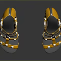 Elegant Golden Strappy Studded High Heels With Platform Sole Fashion Design