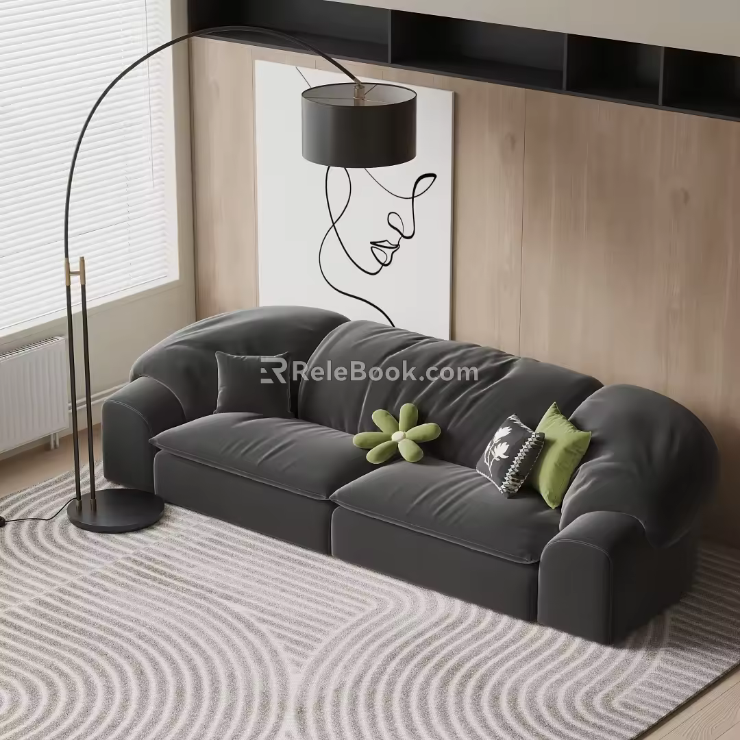 Minotti modern multiplayer sofa floor lamp 3d model