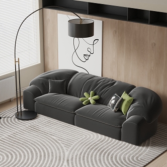 Minotti modern multiplayer sofa floor lamp 3d model