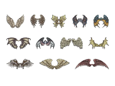 Animal Wall Decor Various Wing Shaped Creative Designs For Home Interior 3d model