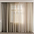 Beige Double Layer Curtains With Sheer And Thick Panels For Window Warm Light 3d model