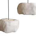 Two White Stone Like Pendant Lights With Natural Texture Hanging Decoratively 3d model