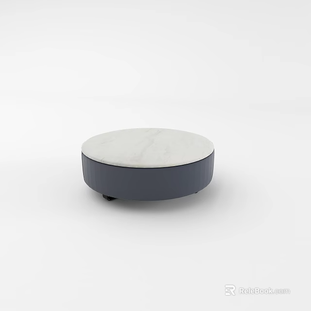 Modern Round Coffee Table with White Marble Top and Dark Gray Base 3d model