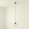 Modern Round Pendant Light With Textured Frosted Glass And Black Metal
