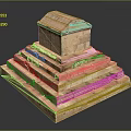Ancient Brick Scenery With Layered Steps And Roofed Top Structure Design 3d model