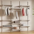 Modern Wall Mounted Clothes Rack With Storage Shelves And Hanging Clothes For Home Organization