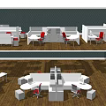 Modern Office Desks With Ergonomic Chairs Computer Setups And Workspace 3d model