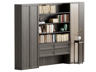 Quiet Antique Style Bookshelf 3d model