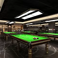 Modern Internet Cafe With Pool Tables Bar Counter And Spacious Interior 3d model