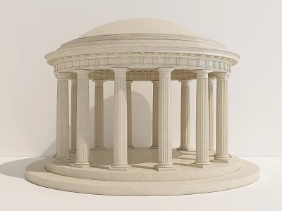 Classical Stone Dome Structure With Fluted Columns And Circular Base Design 3d model