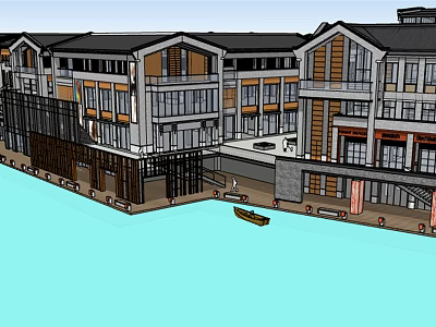 New Chinese Commercial Street Town Republic of China Commercial Street Building 3d model