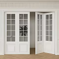 White Folding Doors With Glass Panels In Modern Interior Design 3d model