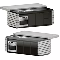 Modern Kitchen Cabinetry With Sleek Gray Countertop Oven And Storage Cabinets