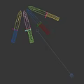 Four Assorted Tactical Knives Featuring Rainbow Blades And Diverse Handle Materials