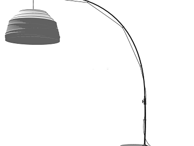 Modern Floor Lamp With Curved Arm And Pleated Shade For Living Room Design 3d model