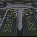 Airport Birds Eye View Planning With Modern Terminal Runways Aprons And Green Spaces