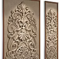 Three Piece Classic Ornamental Wall Decor With Embossed Floral Pattern In Beige Tone 3d model