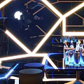 Modern KTV Interior Design With Geometric Lighting LED Screens And Sofa 3d model