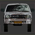 Old Rusty White Pickup Truck With Broken Windows And Worn Exterior