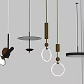 Illuminated Modern Pendant Lights With Circular Ring Shapes And Metallic Tones 3d model