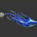 Fantasy Glowing Sword With Blue Luminous Blade And Transparent Orb