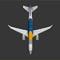 Detailed Airplane Model With Blue Yellow White Sections And Aerodynamic Wing Structure 3d model