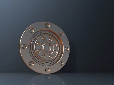 Durable Metal Commercial Equipment Round Flange With Bolt Holes And Shiny Surface 3d model