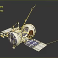 Detailed White Blue Spacecraft Model With Solar Panels Antennas And Mechanical Structure