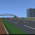 Modern Orange Arch Bridge with White Deck and Supporting Piers Design 3d model