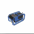 Portable Industrial Equipment With Blue Frame Black Components And Red Button