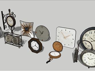 Industrial LOFT Clock Watch Ornaments Hanging Watch Wall Decorations Wall Table 3d model