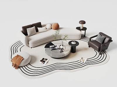 Modern Sofa Combination Living Room Sofa Coffee Table Combination Shaped Sofa Coffee Table Combination model