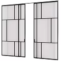 Modern Interior Sliding Doors With Black Frame And Glass Panels 3d model