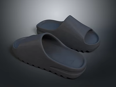 Comfortable Gray Home Slippers with Open Toe Design Soft Insole and Non Slip Sole 3d model