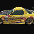Yellow Racing Car With Sponsor Logos Black Hood And Track Ready Design