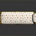 Elegant Vintage Chaise Lounge With Golden Frame And Pink Floral Upholstery