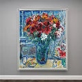 Vibrant Flower Painting With Colorful Bouquet In Glass Vase And Window Background