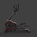 Black Elliptical Stepper Machine for Sports Fitness with LCD Monitor and Red Details