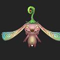Cute Cartoon Creature With Green Spiral Top Large Ears Colorful Spiral Patterns And Smiling Face