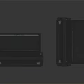 Sleek Black Office Equipment With Open Design Interface Ports And Red Logo