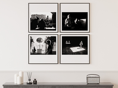 Decorative painting black and white photo combination 3d model