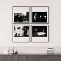 Decorative painting black and white photo combination 3d model