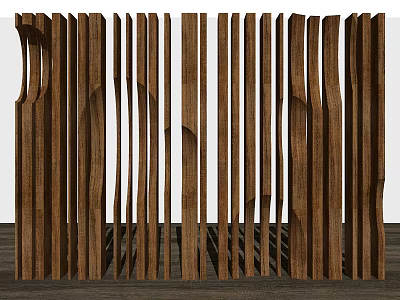 Modern Wooden Room Divider With Vertical Slats For Interior Decoration 3d model
