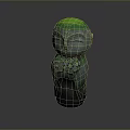 Man Figurine With Green Head Closed Eyes And Floral Body Patterns Design