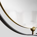 Circular Mirror With Black Frame And Gold Decorative Balls For Home Decor