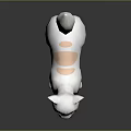 Adorable White Cat with Pink Ears and Patches Blue Eyes Standing Pose 3D Render
