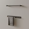 Wall Mounted Bathroom Towel Racks With Hanging Grey Towel And Hooks
